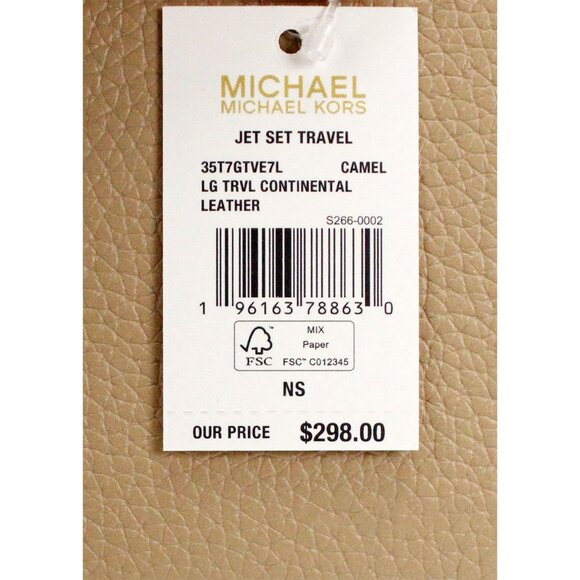 NEW Michael Kors Jet Set Travel Large Continental Clutch Wristlet Wallet Camel - Picture 3 of 6